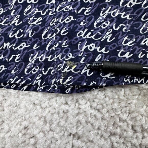 Cabi Te Amo Love Letters V Neck Blouse Navy Blue - Picture 6 of 10